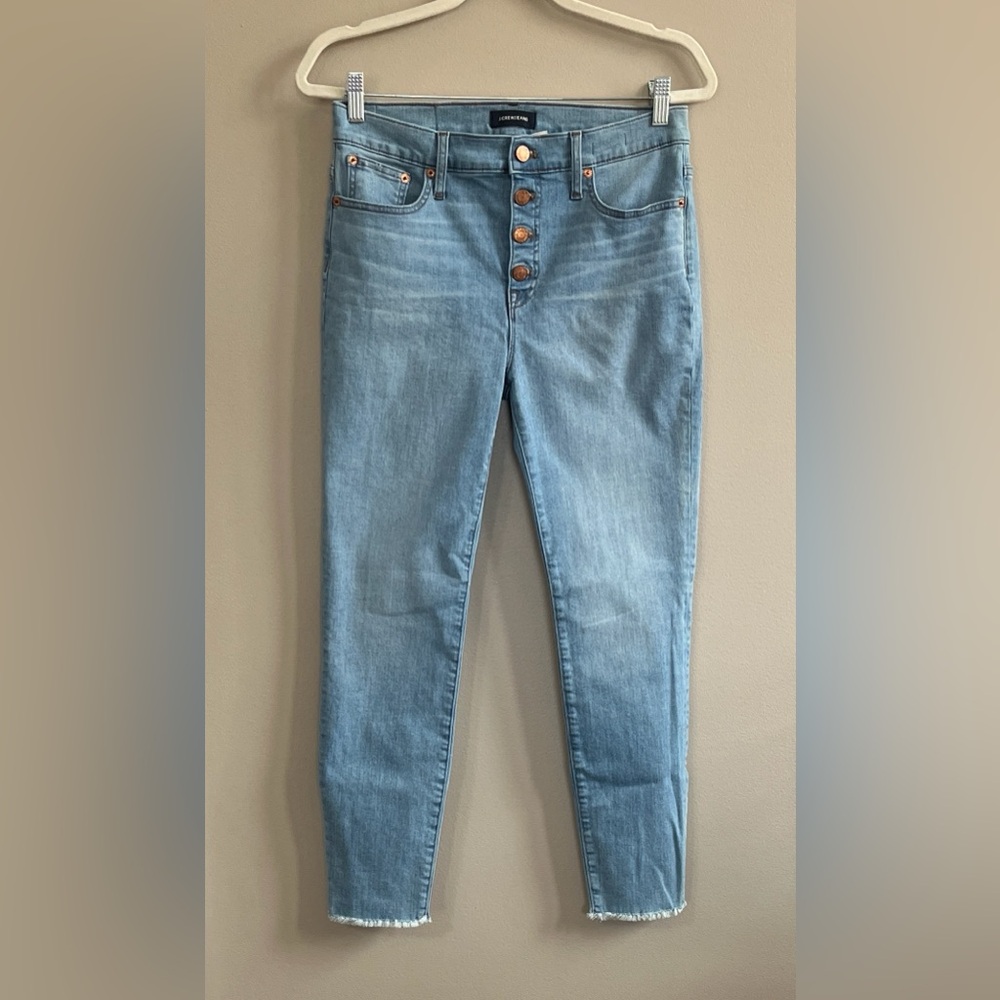 J Crew Eco 9" High-rise Toothpick Button fly Light Worn Wash Jean size 29